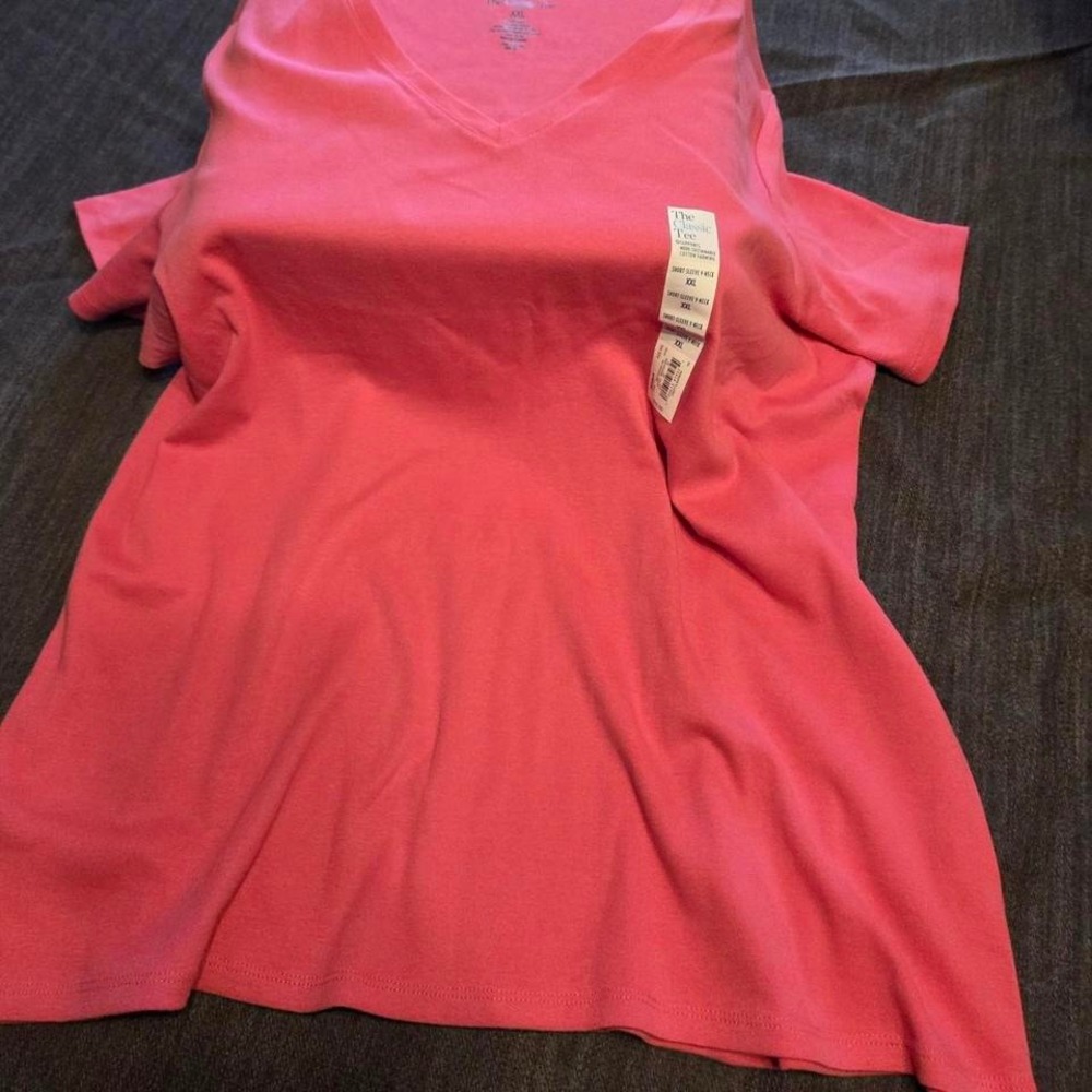 Croft & Barrow V-Neck Tee Women XXL Pink New With Tags